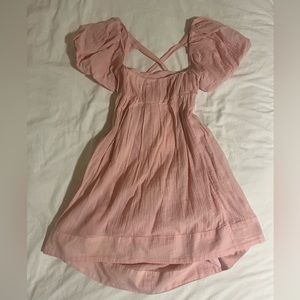 Free People: Marina mini dress, light baby pink, size small.